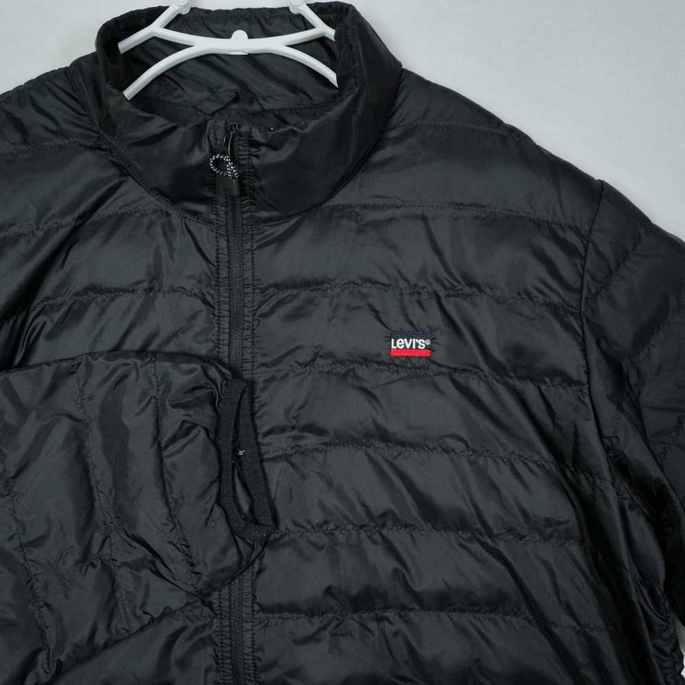 Levis Mens Performance Puffer Jacket Black Thermore Ecodown Water Repellent L